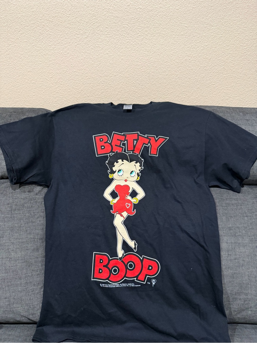 Gildan Black ladies Betty Boop Tee with Red Graphic